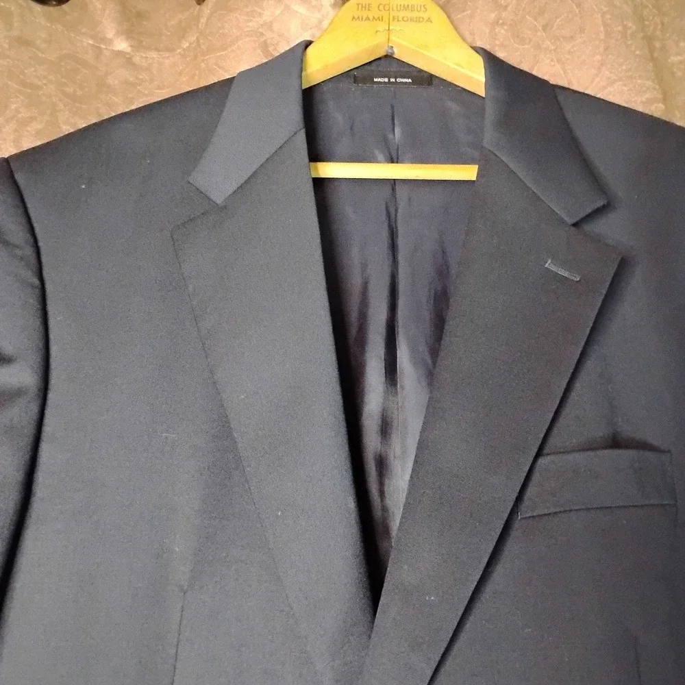Chaps Blazer Jacket Mens 46R Navy Blue Gold Button Sport Coat Wool‎ -9